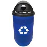 WITT Standard Series Recycling Receptacle with Hood Top and Two Hole Openings - 55 Gallons, Blue